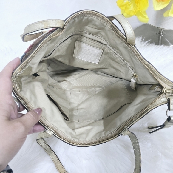 Coach Soho Sateen multicolor Purse Shoulder Hand Bag Polka Dot Logo - Picture 11 of 16